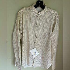 NWT Men’s Manuel Ruiz long sleeve button down Size 16. White w/yellow/blue print
